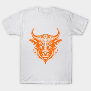 Orange taurus bull tribal design T-Shirt